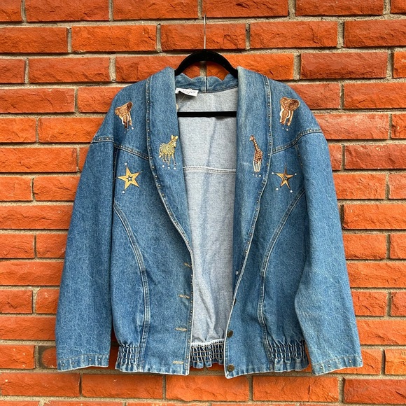 Denim safari patch blinged jacket - Picture 1 of 11